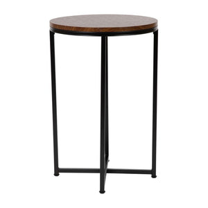 English Elm Hampstead Collection End Table - Sleek Modern Accent Table with Stylish Crisscross Metal Design Walnut Top/Matte Black Frame NAN-JH-1787ET-WAL-BK-GG