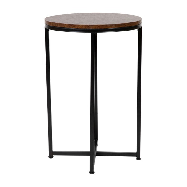 English Elm Hampstead Collection End Table - Sleek Modern Accent Table with Stylish Crisscross Metal Design Walnut Top/Matte Black Frame NAN-JH-1787ET-WAL-BK-GG