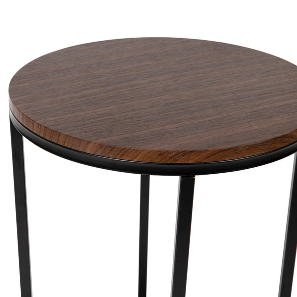 English Elm Hampstead Collection End Table - Sleek Modern Accent Table with Stylish Crisscross Metal Design Walnut Top/Matte Black Frame NAN-JH-1787ET-WAL-BK-GG
