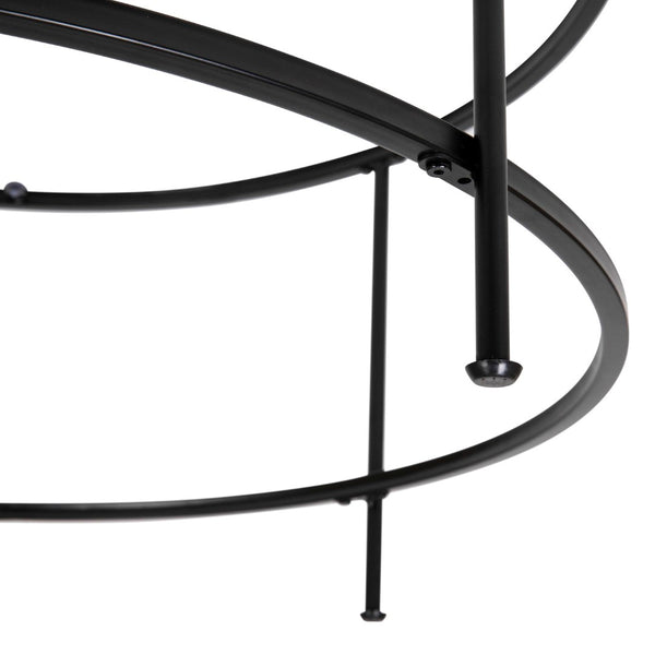 English Elm Astoria Round Coffee Table - Elegant Glass Surface with Durable Matte Black Steel Frame for Modern Spaces Clear Top/Matte Black Frame NAN-JN-21750CT-BK-GG