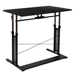 English Elm Fairway Height Adjustable Sit to Stand Desk (27.25"-35.75"H) for Modern Home Offices - Black NAN-JN-21908-GG
