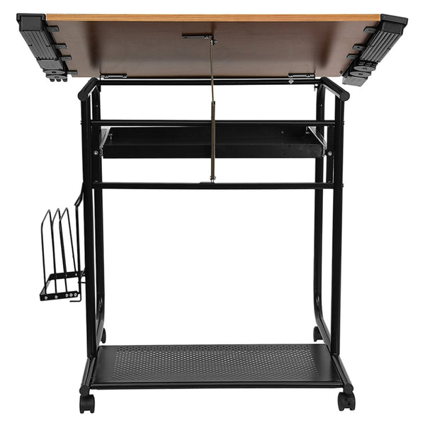 English Elm Swanson Adjustable Drafting Table with Tilt Surface, Storage, Mobility, and Stylish Black Frame NAN-JN-2739-GG