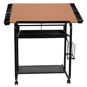 English Elm Swanson Adjustable Drafting Table with Tilt Surface, Storage, Mobility, and Stylish Black Frame NAN-JN-2739-GG