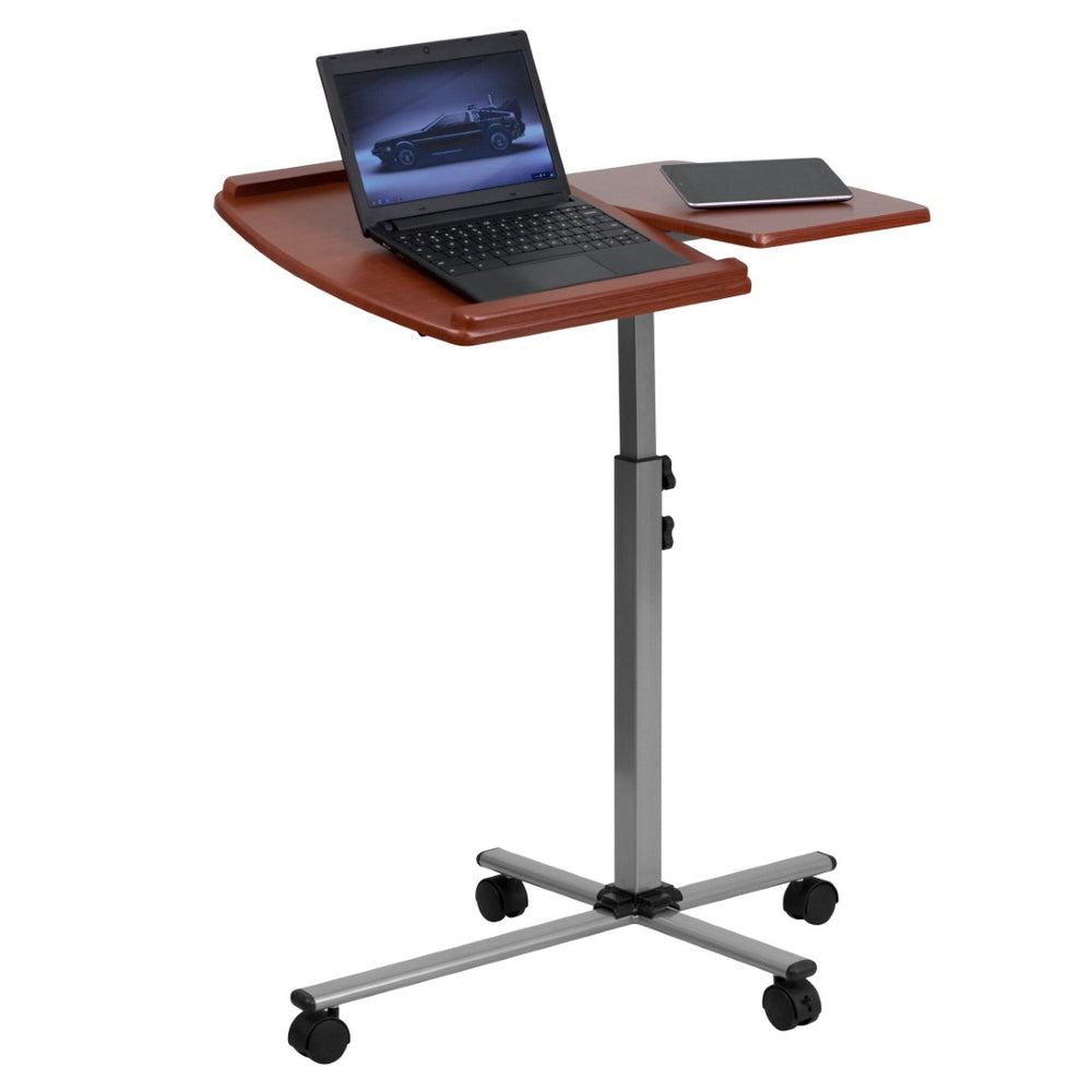 English Elm Dunbar Adjustable Mobile Laptop Table with Cherry Top & Pewter Frame – Ergonomic & Stylish Workstation NAN-JN-2762-GG