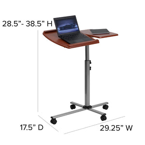 English Elm Dunbar Adjustable Mobile Laptop Table with Cherry Top & Pewter Frame – Ergonomic & Stylish Workstation NAN-JN-2762-GG