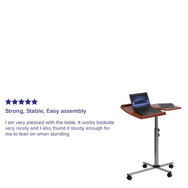 English Elm Dunbar Adjustable Mobile Laptop Table with Cherry Top & Pewter Frame – Ergonomic & Stylish Workstation NAN-JN-2762-GG