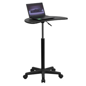 English Elm Eve Sit-to-Stand Mobile Laptop Desk – Portable Height Adjustable Workstation with Smooth Casters NAN-JN-2792-GG