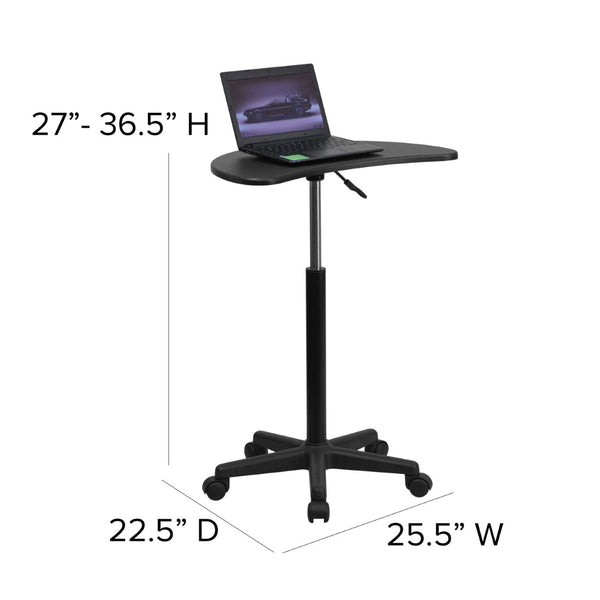 English Elm Eve Sit-to-Stand Mobile Laptop Desk – Portable Height Adjustable Workstation with Smooth Casters NAN-JN-2792-GG