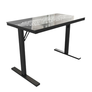 English Elm Shan 43" LED Gaming Desk with Tempered Glass, Steel Frame, Adjustable Height & Quick Assembly for Home NAN-JNGT-2842-GG