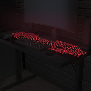 English Elm Shan 43" LED Gaming Desk with Tempered Glass, Steel Frame, Adjustable Height & Quick Assembly for Home NAN-JNGT-2842-GG