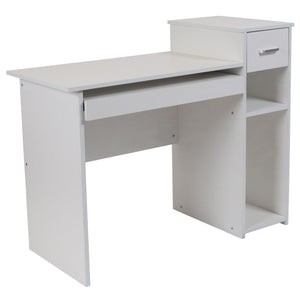 English Elm Highland Park Modern White Computer Desk with Sliding Keyboard Tray, Shelves & Drawer Storage Solutions NAN-NJ-HD3518-W-GG