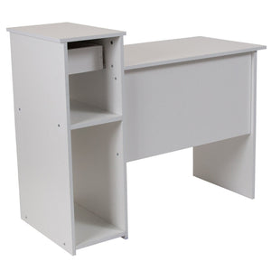 English Elm Highland Park Modern White Computer Desk with Sliding Keyboard Tray, Shelves & Drawer Storage Solutions NAN-NJ-HD3518-W-GG
