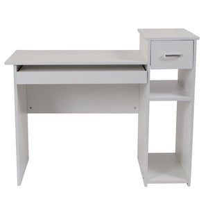 English Elm Highland Park Modern White Computer Desk with Sliding Keyboard Tray, Shelves & Drawer Storage Solutions NAN-NJ-HD3518-W-GG