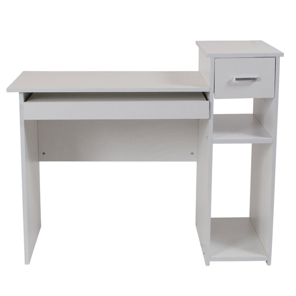 English Elm Highland Park Modern White Computer Desk with Sliding Keyboard Tray, Shelves & Drawer Storage Solutions NAN-NJ-HD3518-W-GG