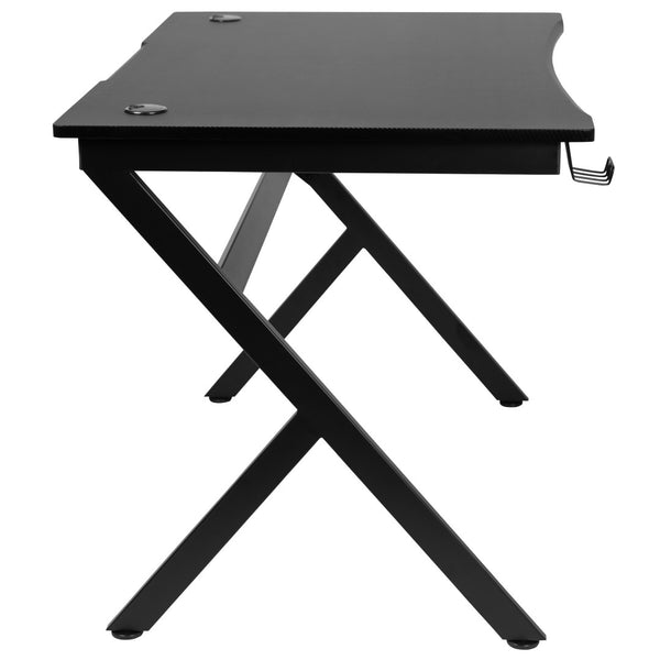 English Elm Duncan Gaming Desk 45.25" x 29" – Sleek Carbon-Fiber Workstation with Headphone Hook & Cable Management NAN-NJ-TG-D1904-GG