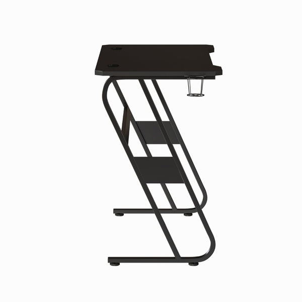 English Elm Fisher Ergonomic Gaming Desk with Z-Shaped Frame, Cup Holder, Headphone Hook, and Cable Management Black 51.5"W x 23.75"D x 30"H NAN-RS-G1030-BK-GG