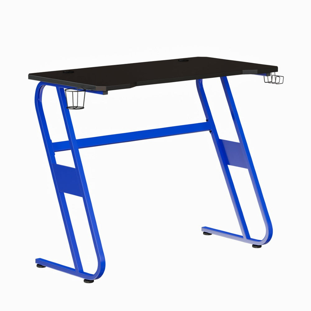 English Elm Fisher Ergonomic Gaming Desk with Z-Shaped Frame, Cup Holder, Headphone Hook, and Cable Management Blue 51.5"W x 23.75"D x 30"H NAN-RS-G1030-BL-GG