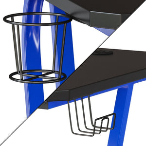 English Elm Fisher Ergonomic Gaming Desk with Z-Shaped Frame, Cup Holder, Headphone Hook, and Cable Management Blue 51.5"W x 23.75"D x 30"H NAN-RS-G1030-BL-GG