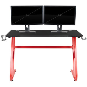 English Elm Fisher Ergonomic Gaming Desk with Z-Shaped Frame, Cup Holder, Headphone Hook, and Cable Management Red 51.5"W x 23.75"D x 30"H NAN-RS-G1030-RD-GG