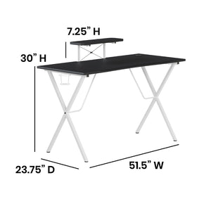 English Elm Mallot Gaming Desk with Ergonomic Design, Cup Holder, Headphone Hook, and Smart Organization Features Black Top/White Frame 51.5"W x 23.75"D x 37.25"H NAN-RS-G1031-BK-WH-GG