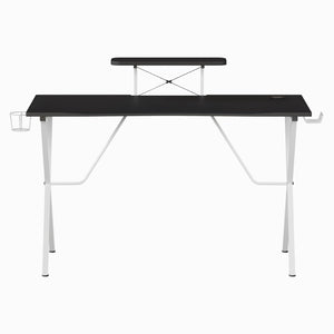 English Elm Mallot Gaming Desk with Ergonomic Design, Cup Holder, Headphone Hook, and Smart Organization Features Black Top/White Frame 51.5"W x 23.75"D x 37.25"H NAN-RS-G1031-BK-WH-GG