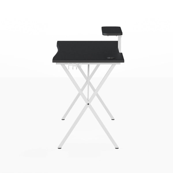 English Elm Mallot Gaming Desk with Ergonomic Design, Cup Holder, Headphone Hook, and Smart Organization Features Black Top/White Frame 51.5"W x 23.75"D x 37.25"H NAN-RS-G1031-BK-WH-GG