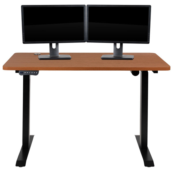 English Elm Tanner Electric Height Adjustable Standing Desk - Spacious 48" Mahogany Tabletop for Comfort & Style NAN-TG-2046-R-GG