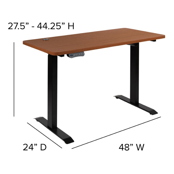 English Elm Tanner Electric Height Adjustable Standing Desk - Spacious 48" Mahogany Tabletop for Comfort & Style NAN-TG-2046-R-GG