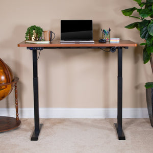 English Elm Tanner Electric Height Adjustable Standing Desk - Spacious 48" Mahogany Tabletop for Comfort & Style NAN-TG-2046-R-GG