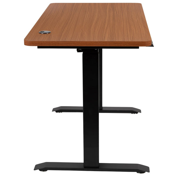 English Elm Tanner Electric Height Adjustable Standing Desk - Spacious 48" Mahogany Tabletop for Comfort & Style NAN-TG-2046-R-GG