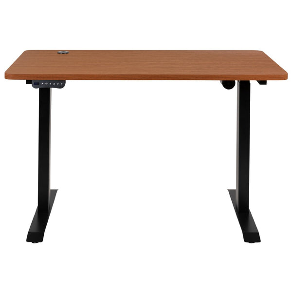 English Elm Tanner Electric Height Adjustable Standing Desk - Spacious 48" Mahogany Tabletop for Comfort & Style NAN-TG-2046-R-GG