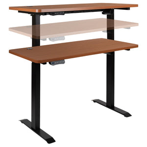 English Elm Tanner Electric Height Adjustable Standing Desk - Spacious 48" Mahogany Tabletop for Comfort & Style NAN-TG-2046-R-GG