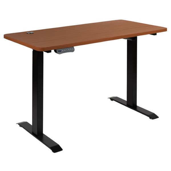 English Elm Tanner Electric Height Adjustable Standing Desk - Spacious 48" Mahogany Tabletop for Comfort & Style NAN-TG-2046-R-GG