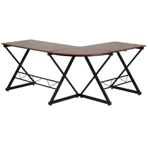 English Elm Singleton Teakwood L-Shape Computer Desk with Pull-Out Tray for Stylish Workspace Organization NAN-WK-109-GG