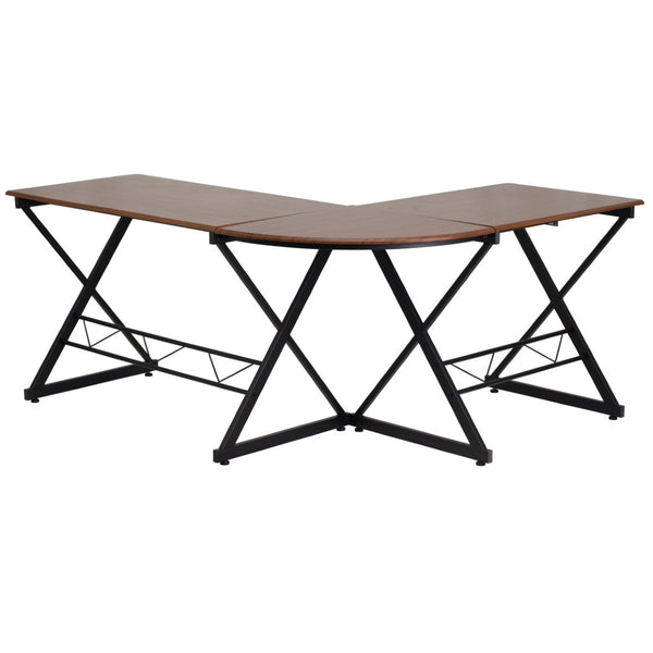 English Elm Singleton Teakwood L-Shape Computer Desk with Pull-Out Tray for Stylish Workspace Organization NAN-WK-109-GG