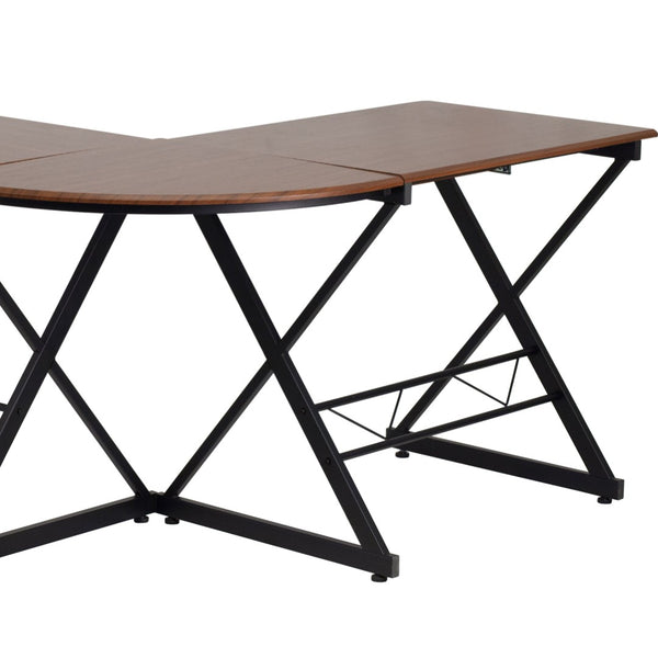 English Elm Singleton Teakwood L-Shape Computer Desk with Pull-Out Tray for Stylish Workspace Organization NAN-WK-109-GG