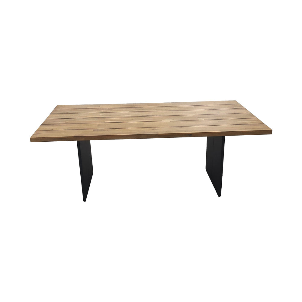 Lh Imports Naples Outdoor Dining Table - Modern Acacia Wood Design With Weather-resistant Metal Base Brown Powder Coated Steel,Acacia Wood Nap010