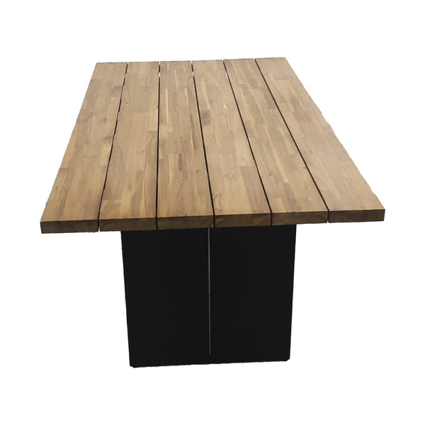 Lh Imports Naples Outdoor Dining Table - Modern Acacia Wood Design With Weather-resistant Metal Base Brown Powder Coated Steel,Acacia Wood Nap010
