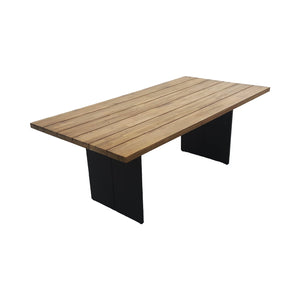 Lh Imports Naples Outdoor Dining Table - Modern Acacia Wood Design With Weather-resistant Metal Base Brown Powder Coated Steel,Acacia Wood Nap010