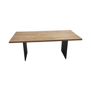 Lh Imports Naples Outdoor Dining Table - Modern Acacia Wood Design With Weather-resistant Metal Base Brown Powder Coated Steel,Acacia Wood Nap010