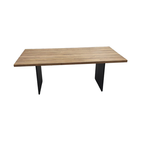 Lh Imports Naples Outdoor Dining Table - Modern Acacia Wood Design With Weather-resistant Metal Base Brown Powder Coated Steel,Acacia Wood Nap010