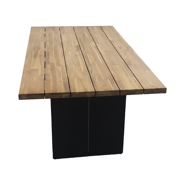 Lh Imports Naples Outdoor Dining Table - Modern Acacia Wood Design With Weather-resistant Metal Base Brown Powder Coated Steel,Acacia Wood Nap010