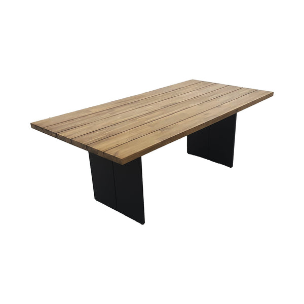 Lh Imports Naples Outdoor Dining Table - Modern Acacia Wood Design With Weather-resistant Metal Base Brown Powder Coated Steel,Acacia Wood Nap010