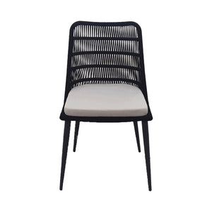 Lh Imports Naples Outdoor - Elegant Dining Chair With Durable Rope Design, Metal Frame & Plush Cushion Comfort Black,White Steel Powder Coated,Polypropylene Rope,100% Polyester Fabric,Foam,Fiber Padding Nap025