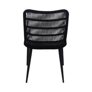 Lh Imports Naples Outdoor - Elegant Dining Chair With Durable Rope Design, Metal Frame & Plush Cushion Comfort Black,White Steel Powder Coated,Polypropylene Rope,100% Polyester Fabric,Foam,Fiber Padding Nap025
