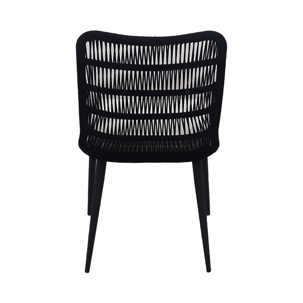 Lh Imports Naples Outdoor - Elegant Dining Chair With Durable Rope Design, Metal Frame & Plush Cushion Comfort Black,White Steel Powder Coated,Polypropylene Rope,100% Polyester Fabric,Foam,Fiber Padding Nap025