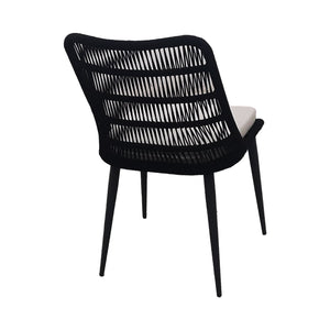 Lh Imports Naples Outdoor - Elegant Dining Chair With Durable Rope Design, Metal Frame & Plush Cushion Comfort Black,White Steel Powder Coated,Polypropylene Rope,100% Polyester Fabric,Foam,Fiber Padding Nap025