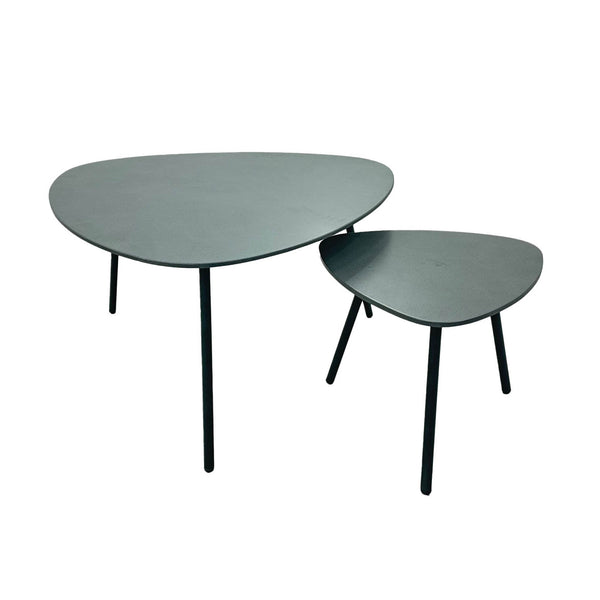 Lh Imports Naples Outdoor Nesting Coffee Table Set - Stylish, Durable, Space-saving Design For Elegant Patios Grey Steel Powder Coated,Polystone Nap032