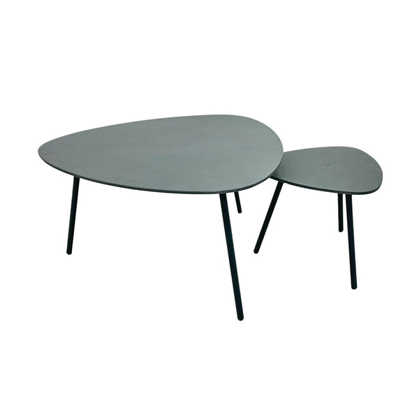Lh Imports Naples Outdoor Nesting Coffee Table Set - Stylish, Durable, Space-saving Design For Elegant Patios Grey Steel Powder Coated,Polystone Nap032