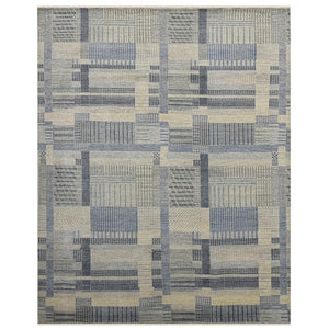 Amer Rugs Nashville Modern Hand-knotted Geometric Lines Area Rug – Elegant New Zealand Wool Floor Art Silver Wool Nas10810